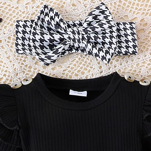 Infant Baby Girl Fall Outfits 3 6 12 18 Months Girls Long Sleeve Romper Dress with Headband Long Socks4