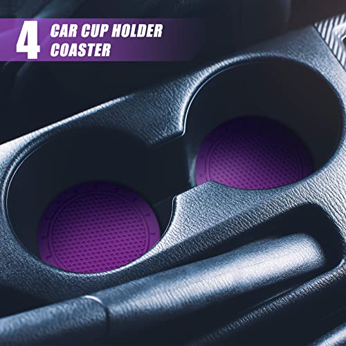 Tallew 25 Pack Interior Car Accessories, 32 Feet Car Interior Moulding Trim, 20 Car Vent Trim Strips And 4 Car Cup Holder Decorative Filler Insert Strip Auto Non Slip Insert With Scraper (Purple) #TOP6