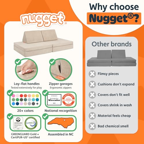Image of Nugget - The Original Play Couch for Kids - Modular Foam Children's Sofa for Playroom, Imagination, & Creative Open Ended Play - Washable & Convertible Playroom Furniture, Dunebuggy