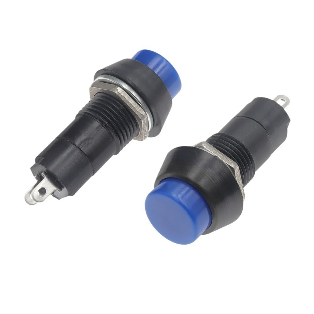 AUOQKQUT 10PCS Momentary blue PBS-11A 12mm Push Button Switch Latching Switchs 1A 250V AC 2PIN PBS-11B