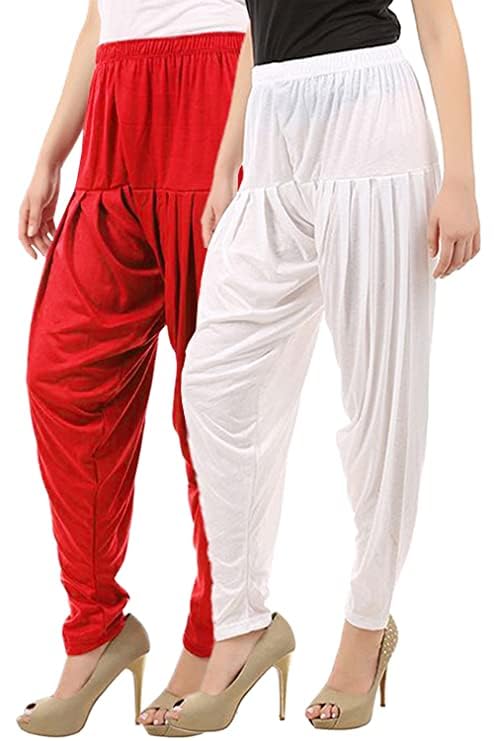 Ultra Soft Rayon Viscose Solid Attractive Pleated Pattern Casual wear Patiala Pants for Womens - Pack of 2 pcs-image-31