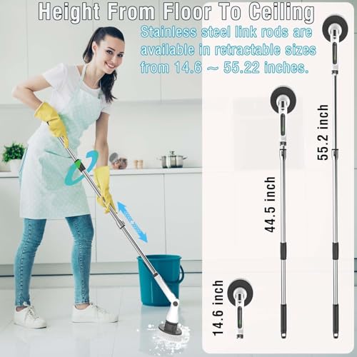 Image of MGLSDeet Electric Spin Scrubber, Rechargeable Portable Cordless Cleaning Brush, 7 Replaceable Nylon Heads for Bathroom, Kitchen, Tile, Sink, Window, Floor, Tub, Grout, Multicolor