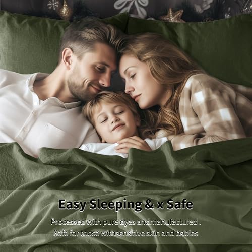 Image of LBRO2M 100% French Pure Linen Sheet Set 4Pcs, 16 inch Deep Pocket Queen Size
