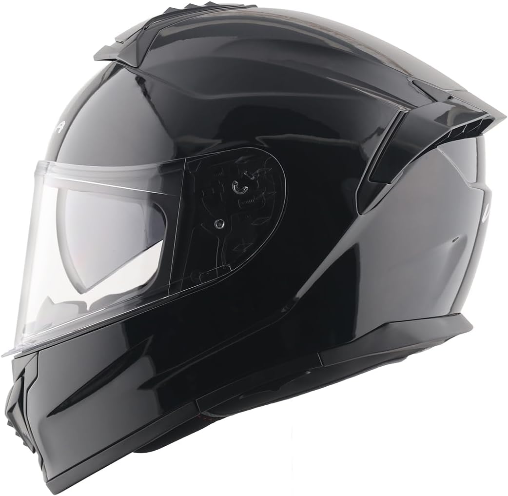 Zap D/V Full Face Motorcycle Helmet with Dual Visor, Shock Absorbing Liner, Comfortable Interior, Lightweight Shell, Aerodynamic Design, and Trendy Black Finish Black-M