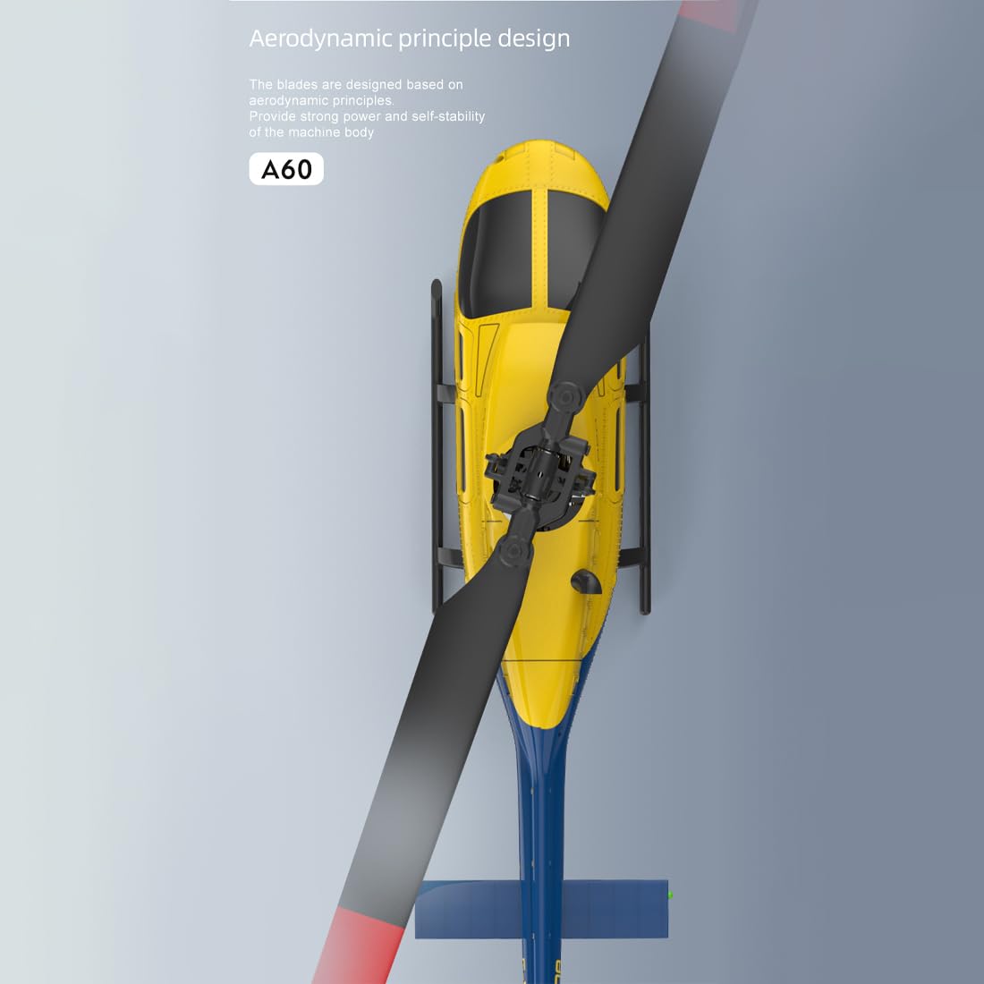 Bell 206 A60 RC-Hubschrauber ohne Landeklappen mit Ein-Tasten-Start/Landung, Maßstab 1:42, 6-Kanal-Fernsteuerung mit Höhenhaltung, optischem Fluss, Unterspannungsalarm und Rotorblockierschutz – RTF