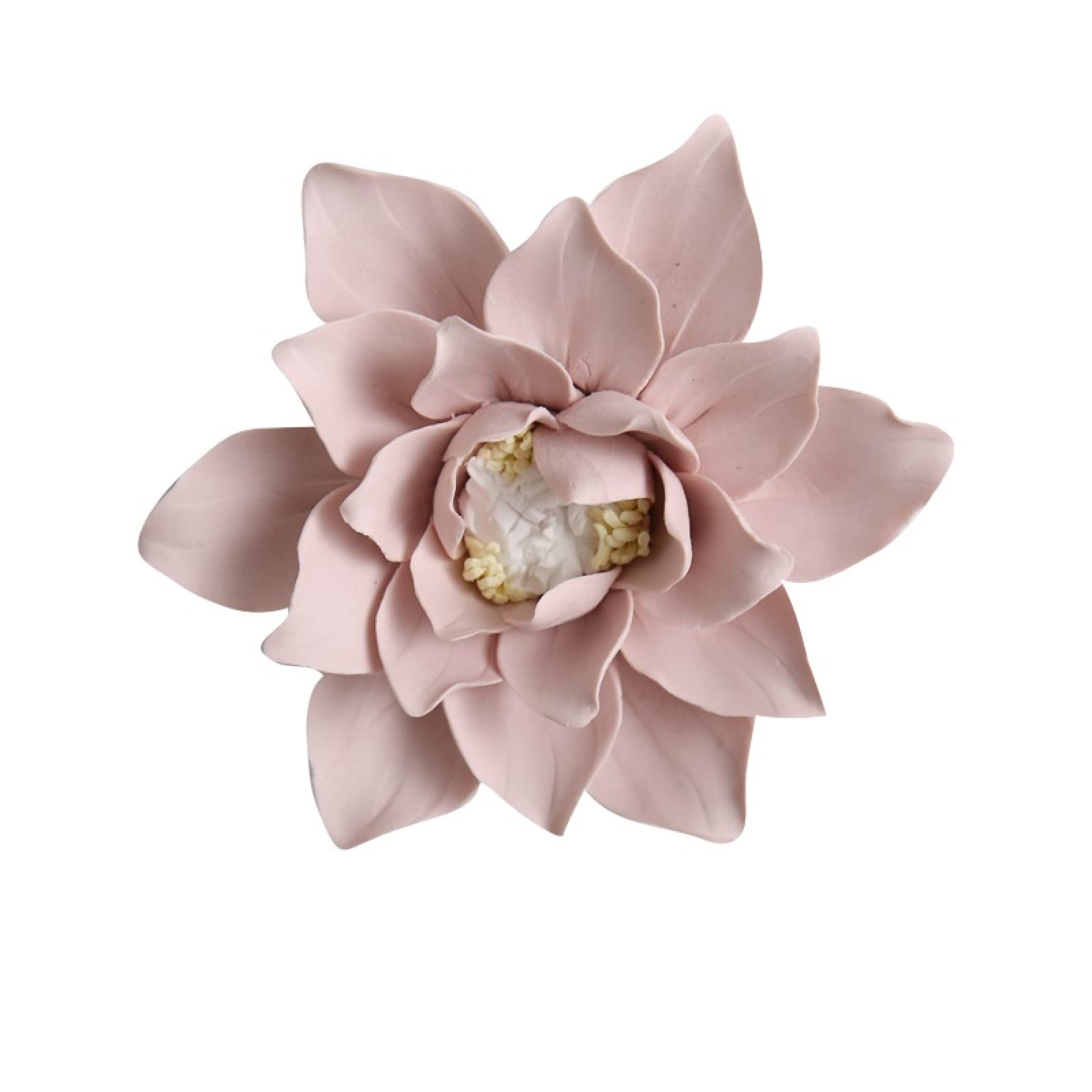 KJOLWHCQ Elegant Handcrafted Ceramic Pink Magnolia Lily Sculpture 3D Wall Art Hanging Flowers Decor Home Office Wedding Gift