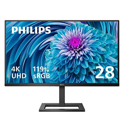 PHILIPS 288E2E 28" Frameless Monitor, 4K UHD 3840x2160 IPS, 120% sRGB, FreeSync, Height Adjustable, VESA, 4Yr Advance Replacement
