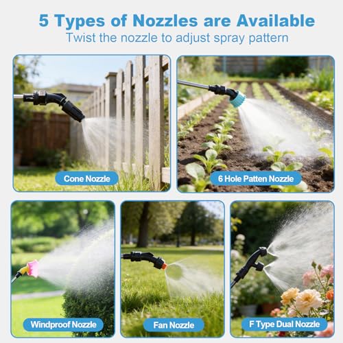 SideKing 2.6 Gallon Battery Powered Backpack Sprayer, Electric Weed Sprayer with 3 Adjustable Pressures, Battery Indicator, 5 Nozzles & 40 Telescopic Wand, Rechargeable Garden Sprayer for Lawn & Yard