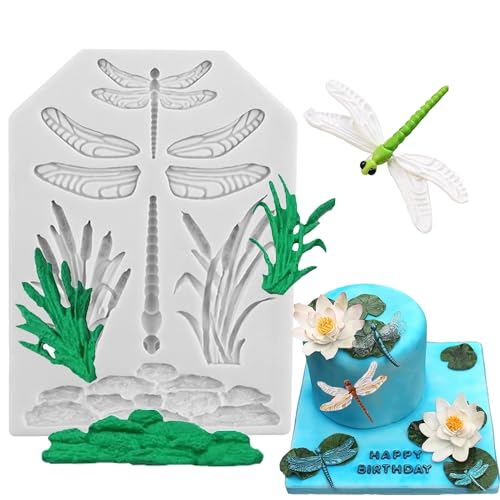 MINFEIDMS Dragonfly Silicone Molds Grass Candy Chocolate Fondant Molds For Cake Decoration Cupcake Topper Gum Paste Polymer Clay