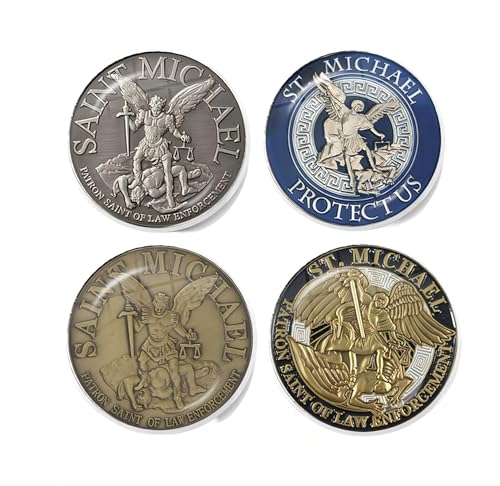 4 pines de protección del escudo sagrado de San Miguel, amuleto de la suerte, pines de aleación de metal y vidrio, Metal, Sin gemas.