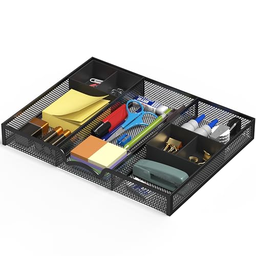 Simple Houseware Metal Drawer Organizer Tray with 2 Removable Com...