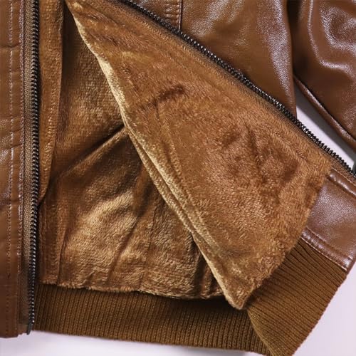 Kids Leather Jacket Boys Baseball Jacket Motorcycle Faux Leather Zipper Coats 4-8 Years2