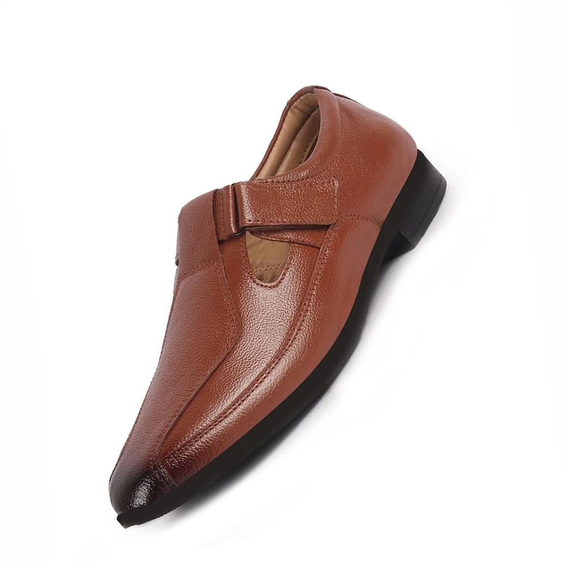 fausto Men Genuine Leather Broad Feet Breathable Slip On Adjustable Strap Peshawari Shoe Style Sandals|Work Wear|Formal Office Wear-picture-43