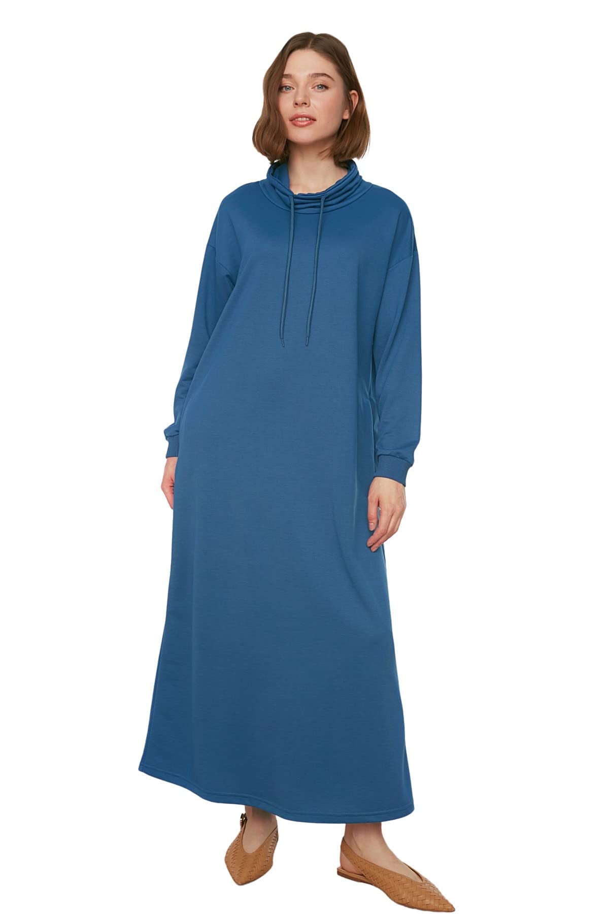 Trendyol Women Modest Maxi Basic Regular Knit Modest Dresses Indigo