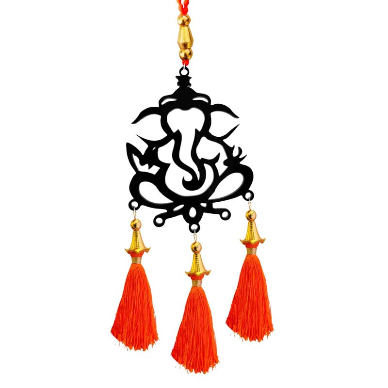 Acrylic Lord Ganesha Car Hanging Car Rear View Mirror Decor Ornament Accessories Good Luck Dream Catcher Positive Vibes Balcony, Gift, Car, Wind Chimes, Room (Lord Ganesha ) 1 Pcs, Black LA622-image-38
