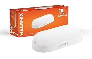 Halonix Polycarbonate 10W Wall Lamp LED Oval Shape Outdoor Bulkhead|Outdoor Light Waterproof IP65|Waterproof Porch Light for Outdoor Garden Bathroom Light (Cool White, Pack of 1) - image, photos