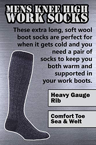 Workforce - Heren extra lange knie hoge dikke warme wol rijke gebreide laarzen sokken - Afbeelding 5