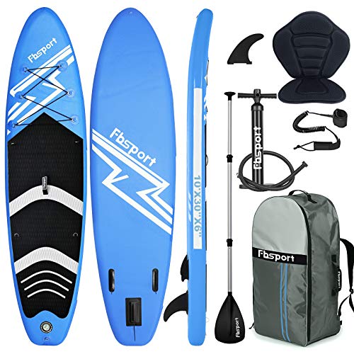 FBSPORT Tabla Sup Hinchable, Tabla de Surf Hinchable, Tabla Inflable de Paddle Surf, Sup Kit con Remo de Aluminio, Asiento de Kayak+Accesorios Completos | Medidas: 300×76×15cm