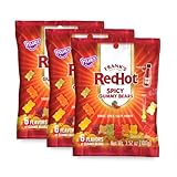 Huer - Frank's RedHot Original Spicy Gummy Bears 3 Pack - Sweet, Spicy, Salty, Fruity Candy - 6 Flavors - A Fiery Twist on Classic Gummies - 3.52oz Bags (Pack of 3)