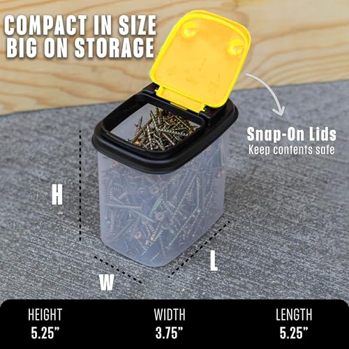 Image of Buddeez Bits and Bolts Storage Containers - Storage Bins with Lids - Bulk Organizer for Workshop, Pantry, or Garage Supplies - 1 Quart 12 Pack