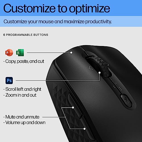 HP 420 Programmable Bluetooth Mouse - Bluetooth with Swift Pair to 3 Multi-Devices, 2-Year Battery, 4K DPI, Quiet clicks, Compatible with Windows/Mac/Chromebook, Laptop, Notebook Black (7M1D3AA) - image 3