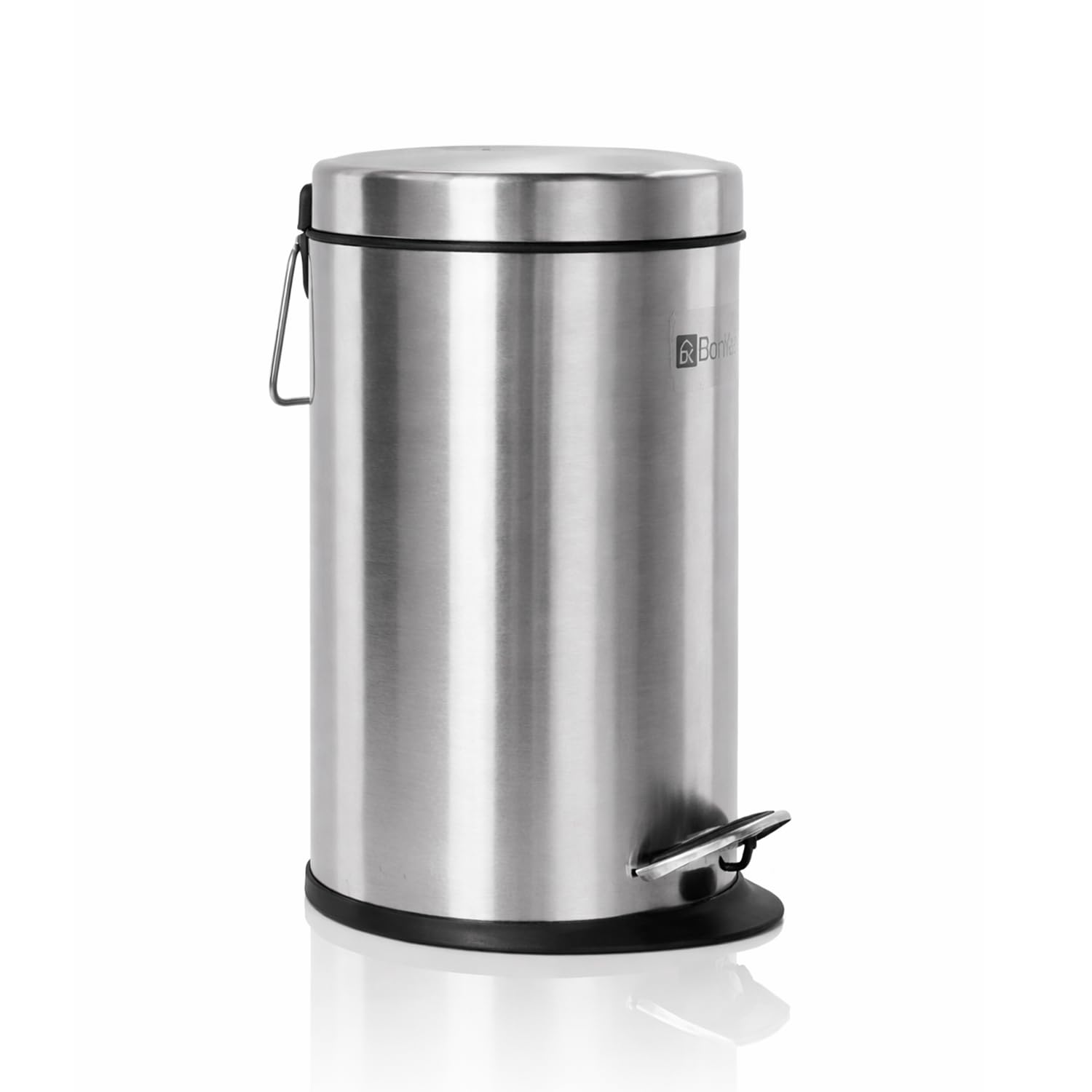 Bonkaso 5L Stainless Steel Pedal Dustbin with Lid & Plastic Inner Bucket (7x11 Inch) | Foot Operated Garbage/Trash Can For Home, Kitchen, Bathroom & Office | Rust Proof Round Waste Bin (Silver)-image-47