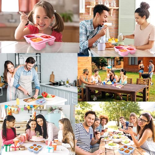 4 Compartment Snack Containers, 5 Pack Bento Lunch Box, Divided Snack Box, Meal Prep Lunch Containers for Toddle/Kids/Adults,Food Storage Containers for Work, School and Travel - Image 3