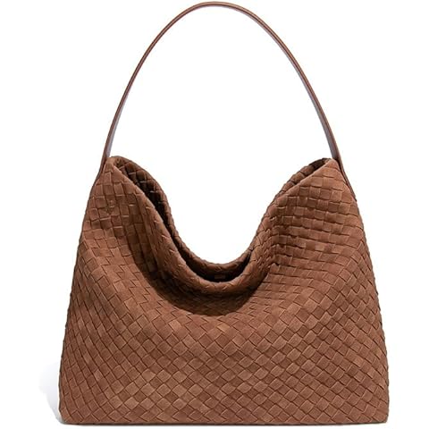 Woven Suede Shoulder Bag for Women Suede Hobo Bag Tote Elegant Handbag Satchel for Work Travel Cover