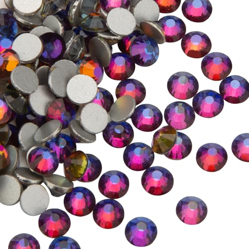 Image of Jollin Glue Fix Crystal Flatback Rhinestones Glass Diamantes Gems for Crafting Nail Art Crafts Decorations Clothes Shoes 3.2mm (ss12 1440pcs, Blue Blaze)