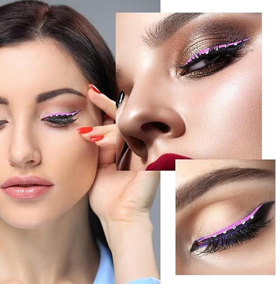 Glitter Eyeliner Stickers con Rhinestones Adhesivos 10 Pares miniatura 2