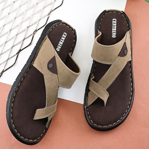 Image of Centrino Men's Sandals | Stylish Strap Sandal with Grip Insole | Thong Sandals with Comfortable Flip-Flop with Cushioned Footbed | Comfortable Casual Footwear for Office, Travel & Walking (9582)