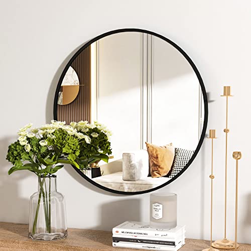 HARRITPURE Round Mirror 30 Black Wall Mounted Circle Mirrors Vanity