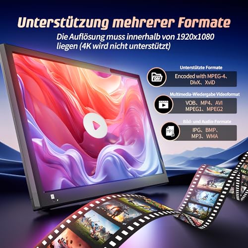 DESOBRY 19 Zoll Kleine Fernseher mit DVD Player integriert, 1080P Outdoor tv unterstützt Antenne HDMI USB AV Eingang, 12V Fernseher für wohnmobil/Camping/Wohnwagen