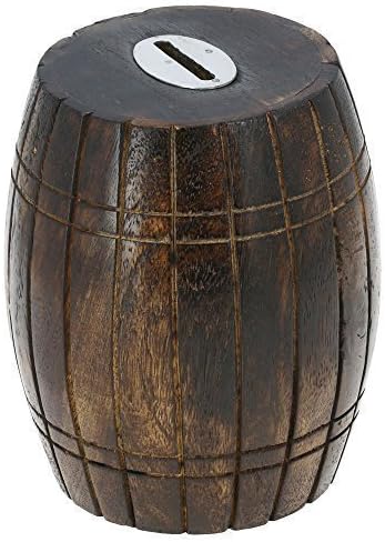 Antique Inspired Barrel Shaped Wooden Money Holder Coin Bank for Kids
