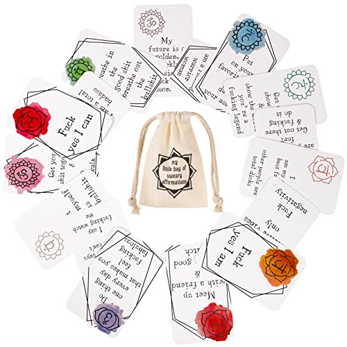 Dacitiery 16Pcs Funny Affirmation Card Gift, Sweary Affirmation Cards, Positivity Affirmation Cards, My Little Bag of Sweary Affirmation Cards, Self Encouragement Confirmation Card