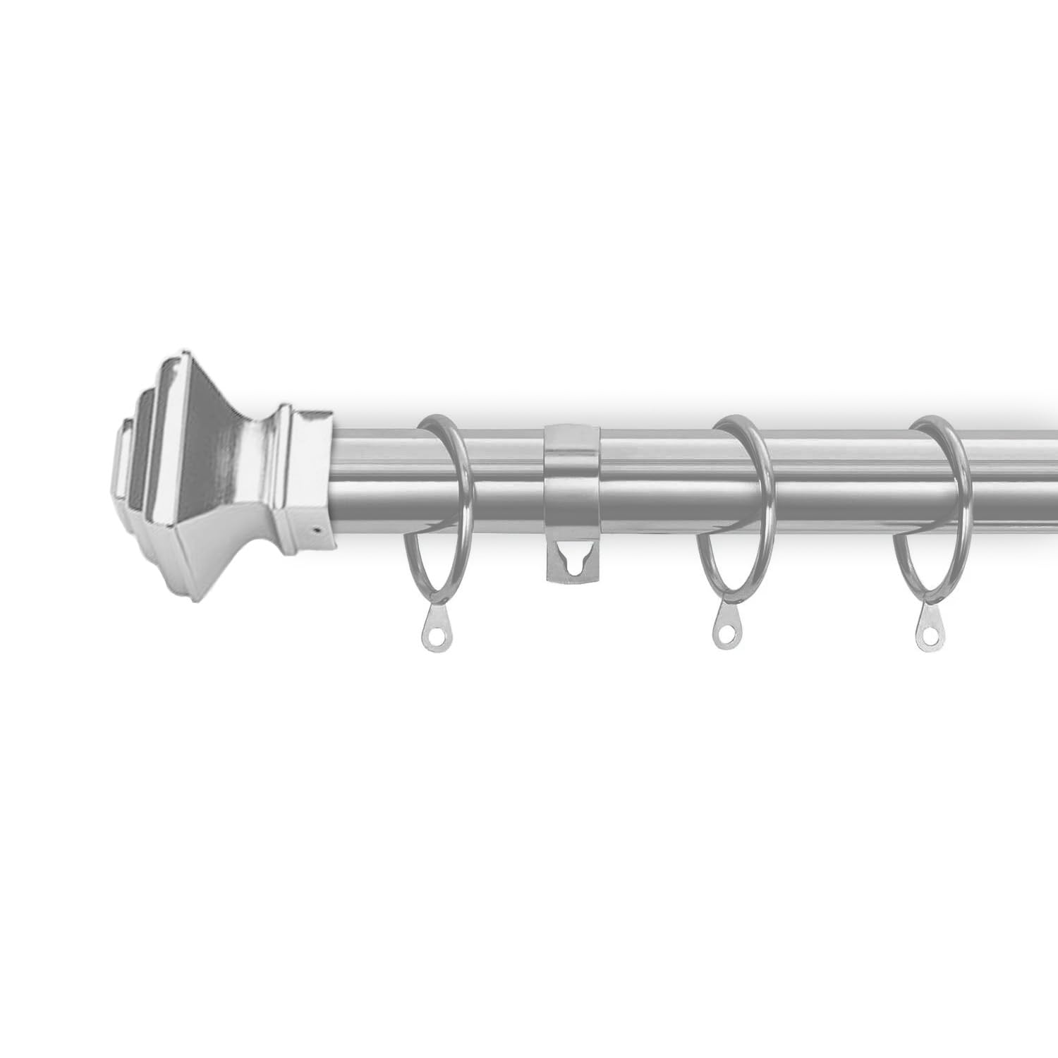 BedLooms Extendable Lamp Curtain Rod 160-300CM Chrome Eyelet Curtain Pole with Elegant Finials, Hooks, Rings & Mounting Fittings for Indoor and Outdoor Windows