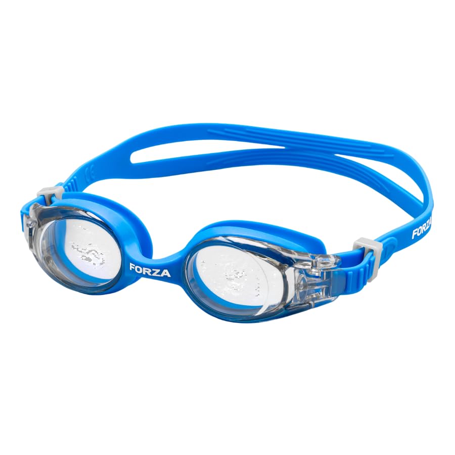 FORZA Kids’ Swimming Goggles – Anti-Fog & UV Protection - Comfortable Leak-Proof Design for Junior Swimmers (25, Blue)