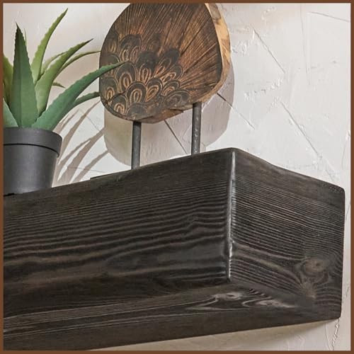 Adorwood Handmade Fireplace Mantel Shelf, Extra Wide Rustic Wood Mantles for Over Fireplace, Wall Mounted Floating Mantel Shelves for Living Room Decor (Ebony, 72 inches)