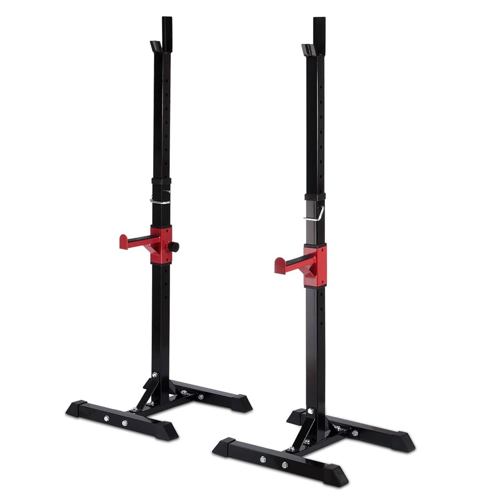 バーベルラック ベンチ付き 赤黒 Amazon | MENCIRO バーベルスタンド バーベルラック ベンチ