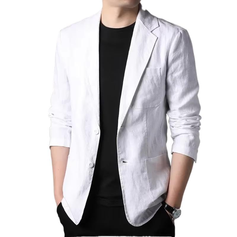 Men's Lightweight Breathable Linen Suit Jacket Spring Summer Blazer for Men-Color3