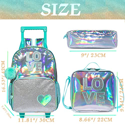 Rolling Backpack Set for Kindergarten, Girls Travel Roller School Bag with Wheels Kids Suitcase Luggage2