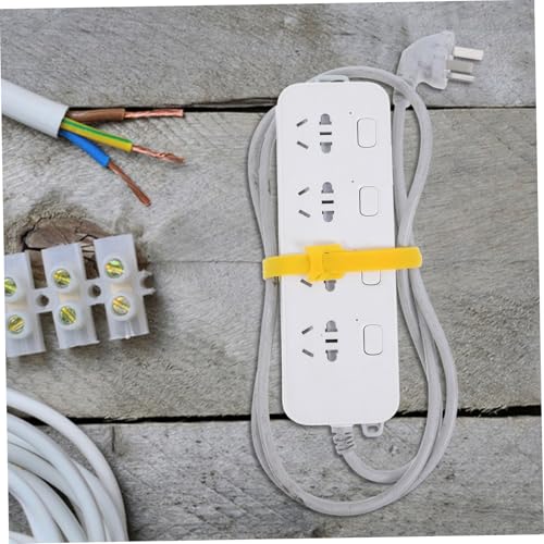 100 piezas Bridas de Gancho y Bucle para Cables, Organizador de Cables Resistente de Nylon Amarillo para Hogar, Oficina y Lugar de Trabajo miniatura 7