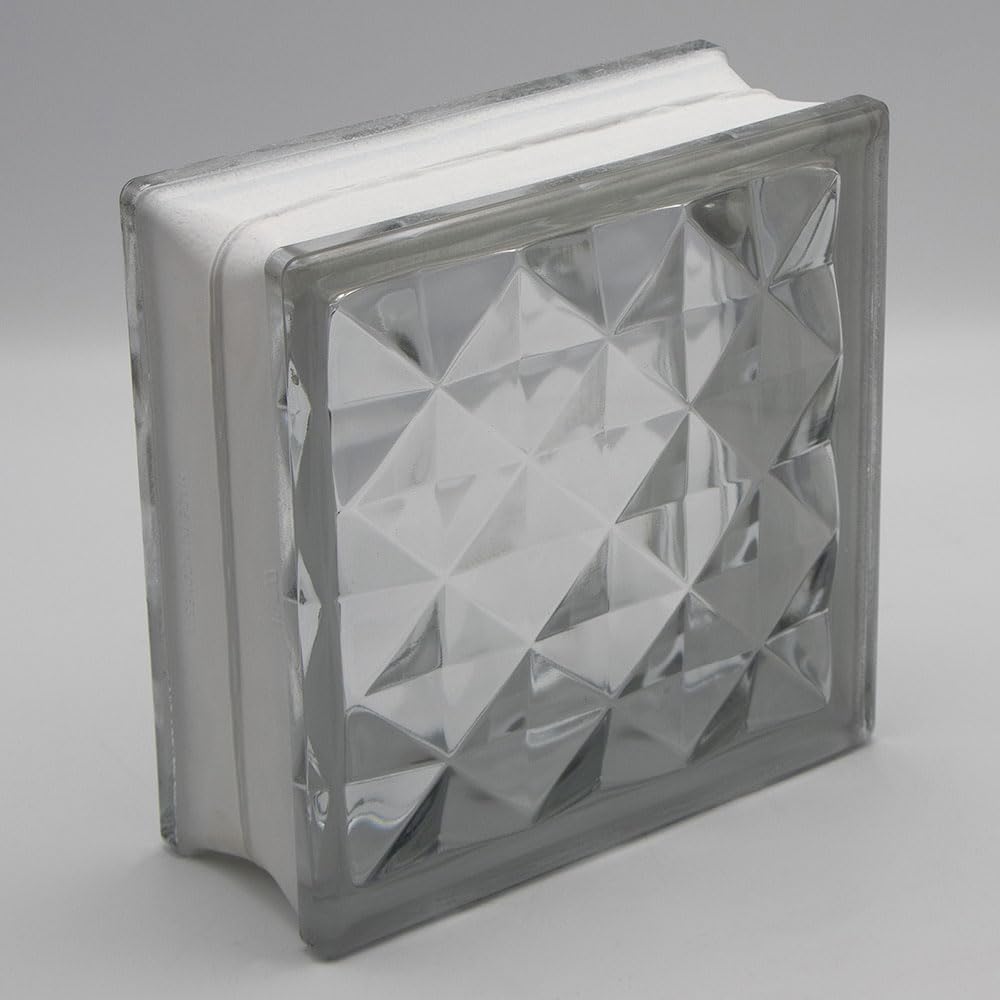 Bloque básico de cristal Diamond transparente, 19 x 19 x 8 cm, 6 unidades