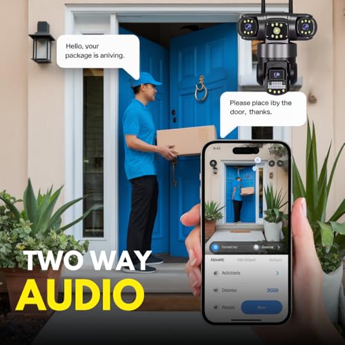Image of Maizic Smarthome Batman 4G SIM 3-in-1 CCTV Camera (3 * 5MP) | Full HD 360 Degree Pan-Tilt | Triple Lens & Screen | 2-Way Talk | Dual Side Cameras (180 Degree Rotation) | Home Security Camera