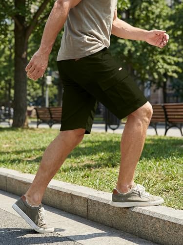 Image of JMIERR Mens Casual Cotton Twill Cargo Shorts Drawstring Classic Chino Stretch Short with 6 Pockets