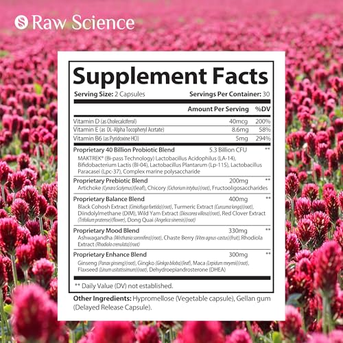 Menopause Supplements for Women - Black Cohosh for Menopause Hot Flashes, Night Sweats & Hormone Balance with DIM, Vitex, Dong Quai, Red Clover - Complete Menopause Support Vaginal Health, 60 Capsules - Image 4