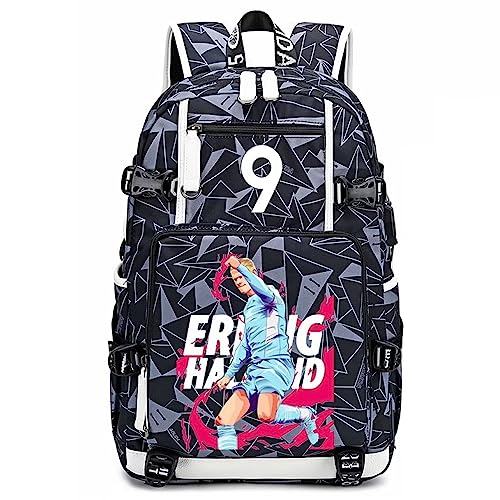 YUNZYUN Mochila multifunções para jogadores de futebol H-aaland para fãs de laptop de viagem, bolsa multicolorida para homens e mulheres, Cinza, Free Size, Moderno