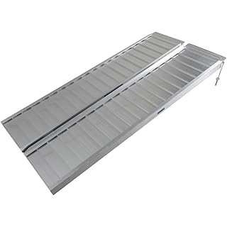 5 Ft Silver Two-Slope Ramp Wheelchair Scooter Ramp, 60-Inch Aluminum Load Ramp, Suitable Compatible with Wheelchair Mobile Scooters