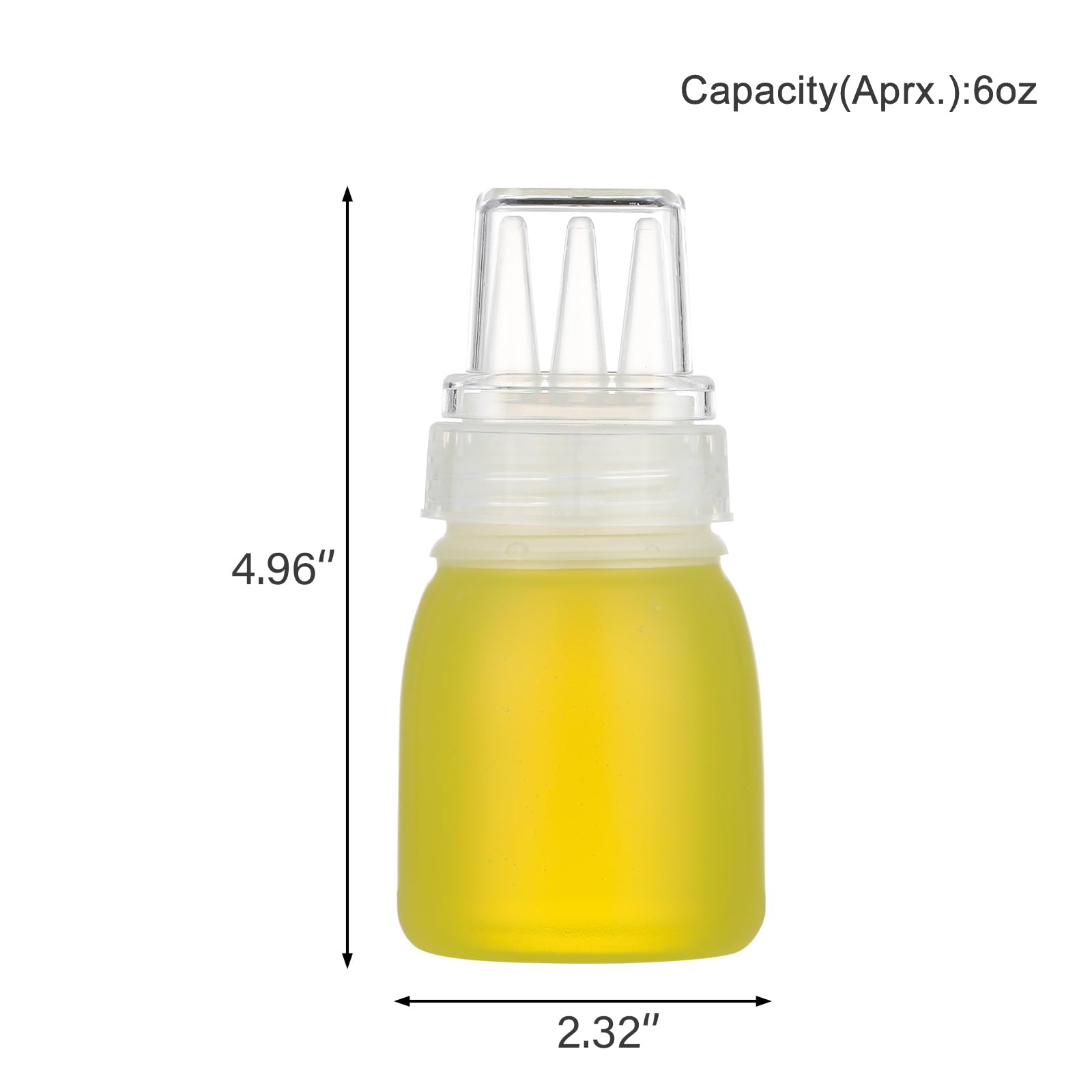6 Stück 3-Loch-Spritzflaschen aus Kunststoff für Saucen, Gewürze, Quetschflaschen mit Kappen, kleine Salatdressing-Flasche, Ketchup-Flaschen zum Drücken – 170 ml
