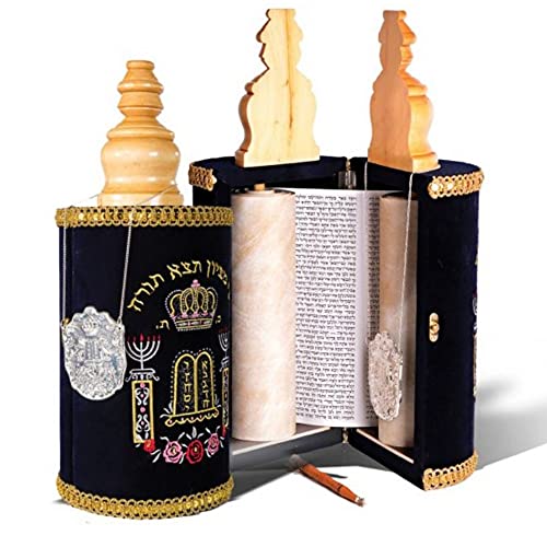 GORGEOUS BEAUTY&CARE Sefardic Sefer Torah Scroll Hebrew Jewish Bible 45 CM + Pointer (YAD) Judaica